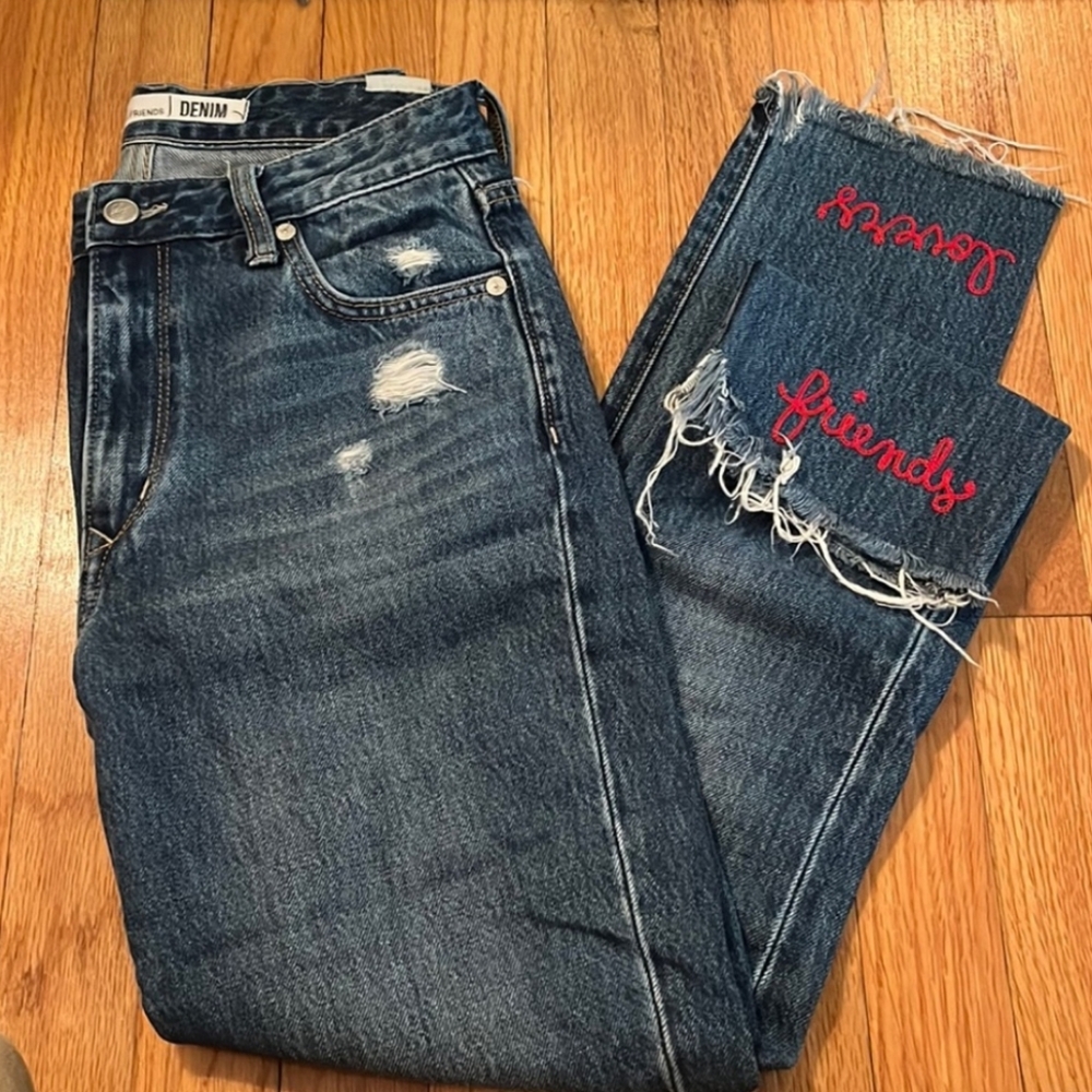 Lovers + Friends embroidered straight jeans, 26